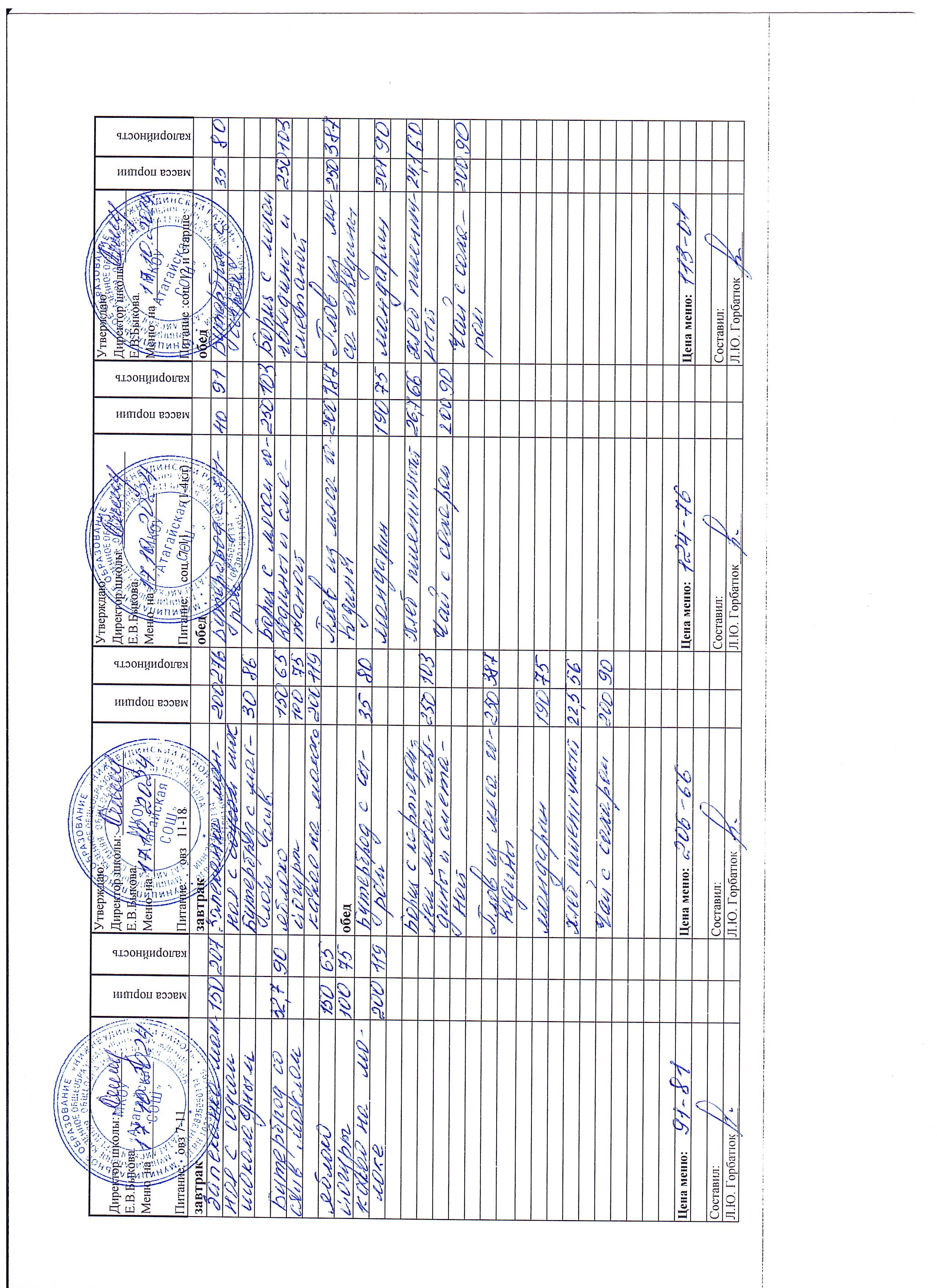 Меню и фото блюд.